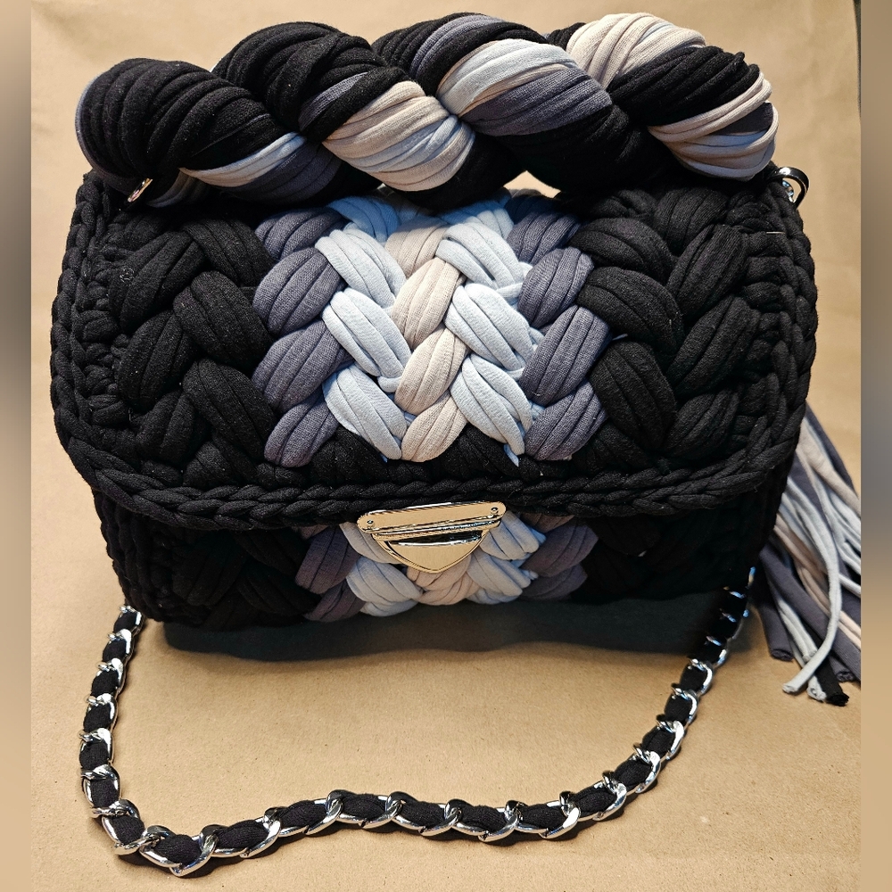Handmade Crochet Crossbody Bag: Multi-Color Knit bag